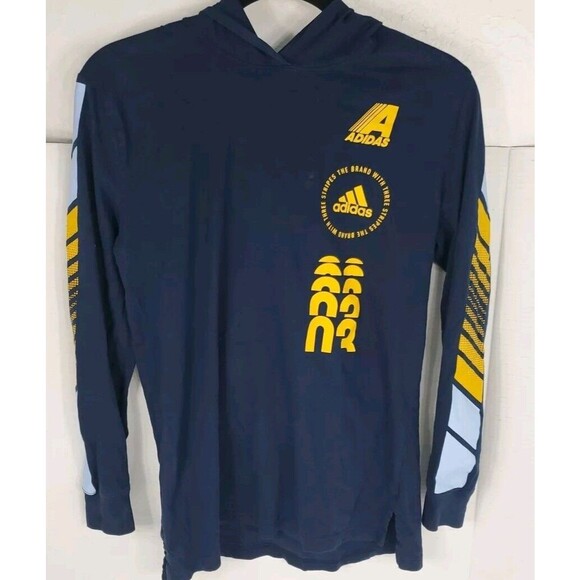 Adidas Hoodie t-shirt Kids Large Adult SM Blue Pull Over Cotton.‎  Athleisure - Picture 2 of 7
